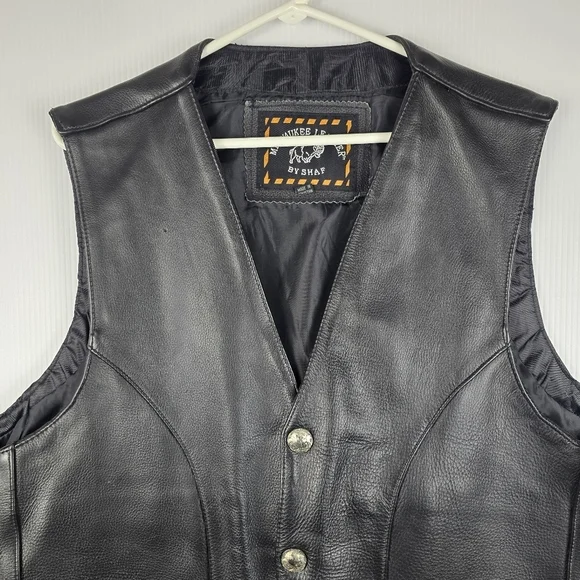 Milwaukee Leather Vintage Black Mens Lace Up Sides Buffalo Nickle Snaps Size 48